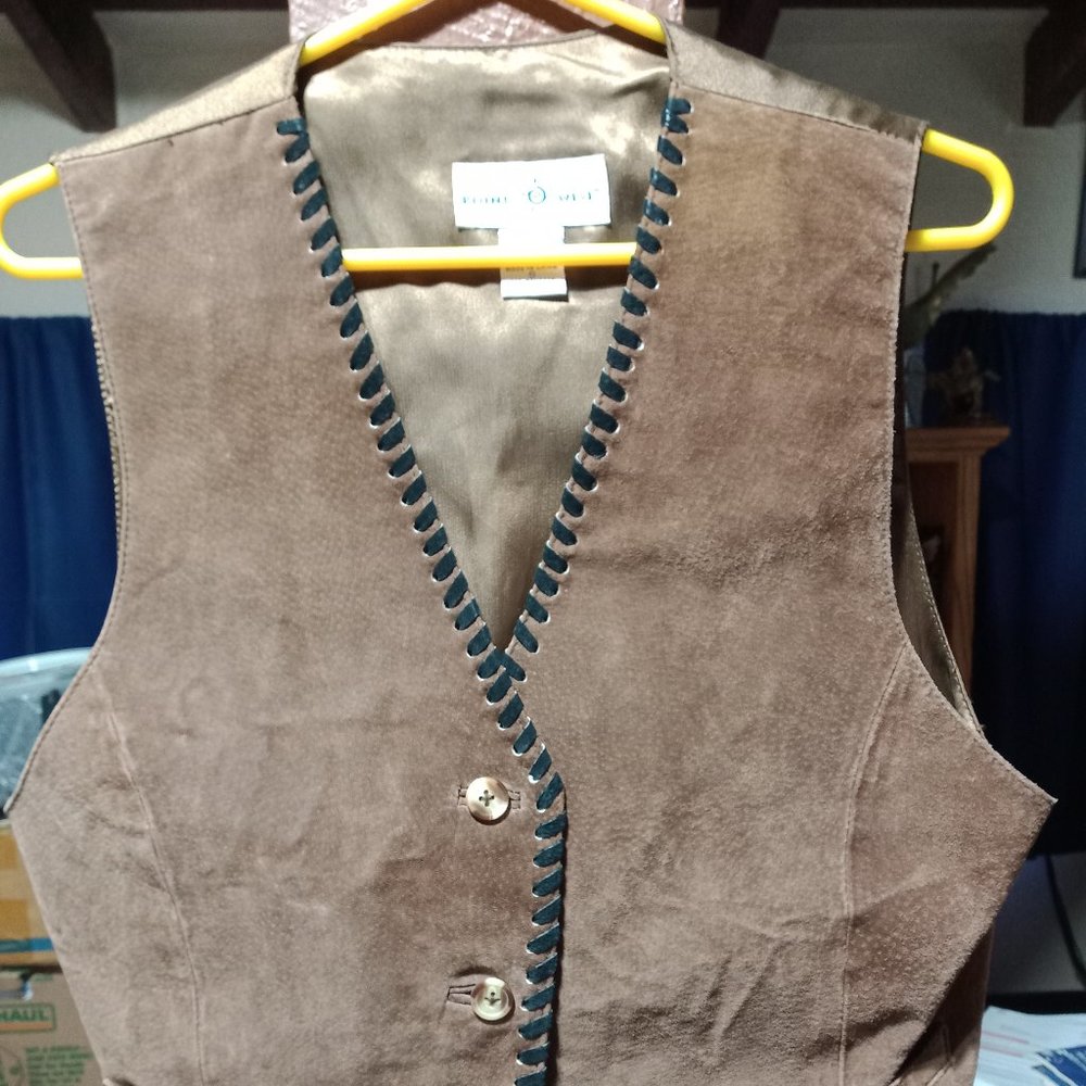 Genuine Suede Leather Vest Vintage Style